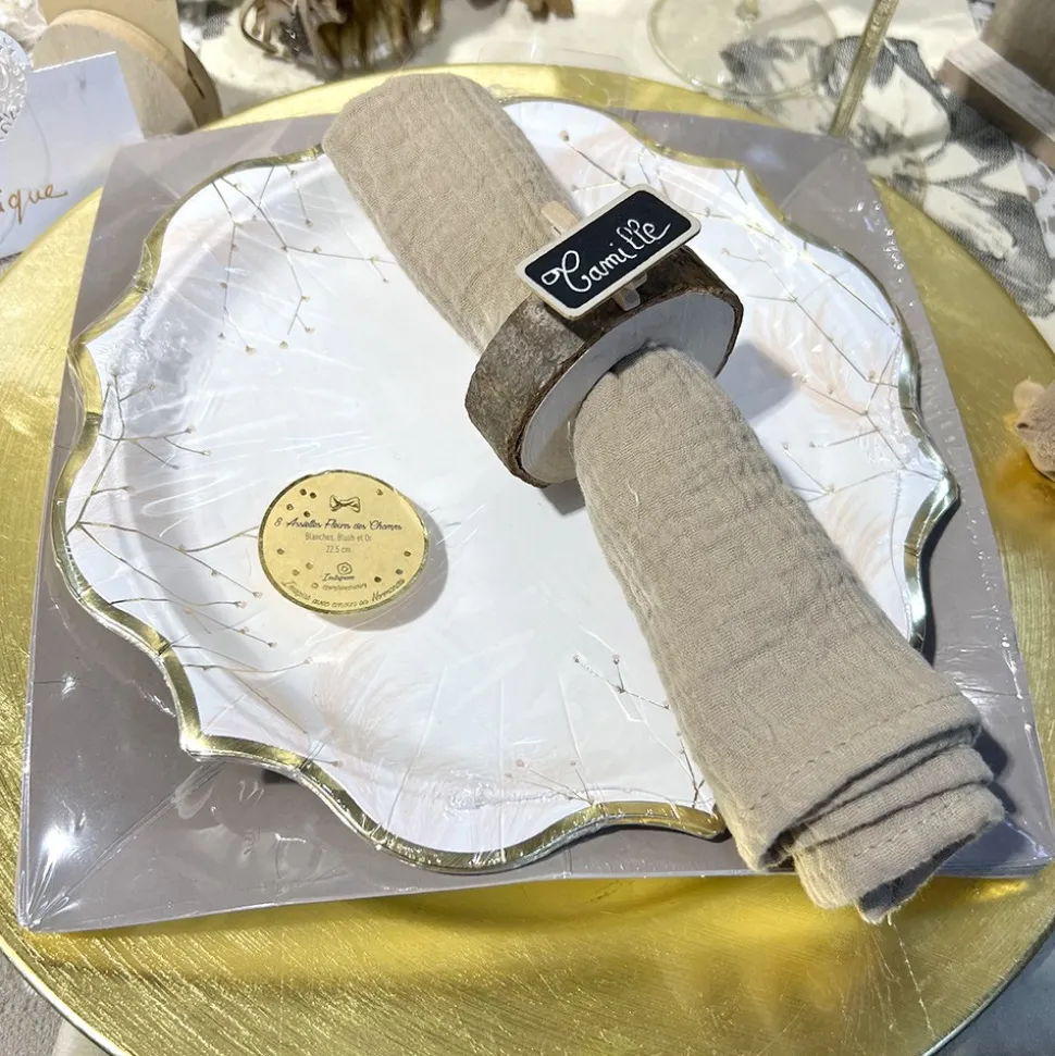 4 SERVIETTES GAZE DE COTON LAVABLE 40CM TAUPE