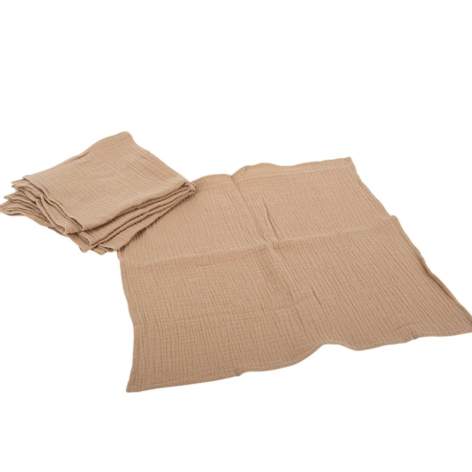 4 SERVIETTES GAZE DE COTON LAVABLE 40CM TAUPE