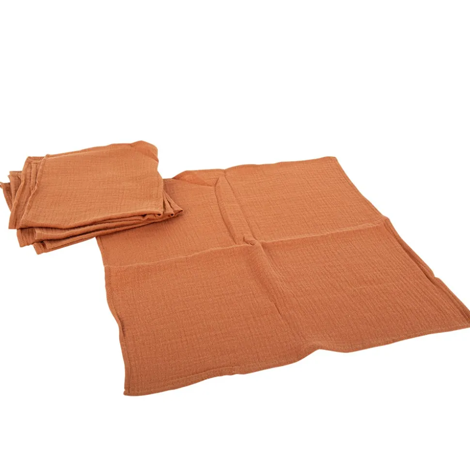 4 SERVIETTES GAZE DE COTON LAVABLE 40CM TERRACOTTA