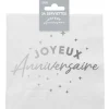 24 SERVIETTES PAPIER ANNIVERSAIRE 33CM ARGENT