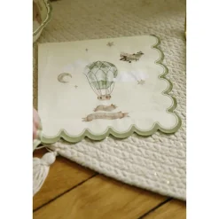 10 SERVIETTES PAPIER ANNIVERSAIRE MONTGOLFIÈRE 33CM