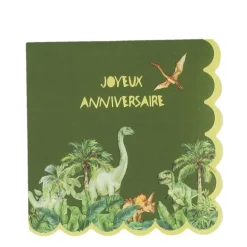 10 SERVIETTES PAPIER ANNIVERSAIRE DINOSAURE 33CM