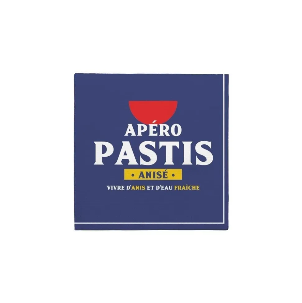 10 SERVIETTES PAPIER APÉRO PASTIS 26CM BLEU