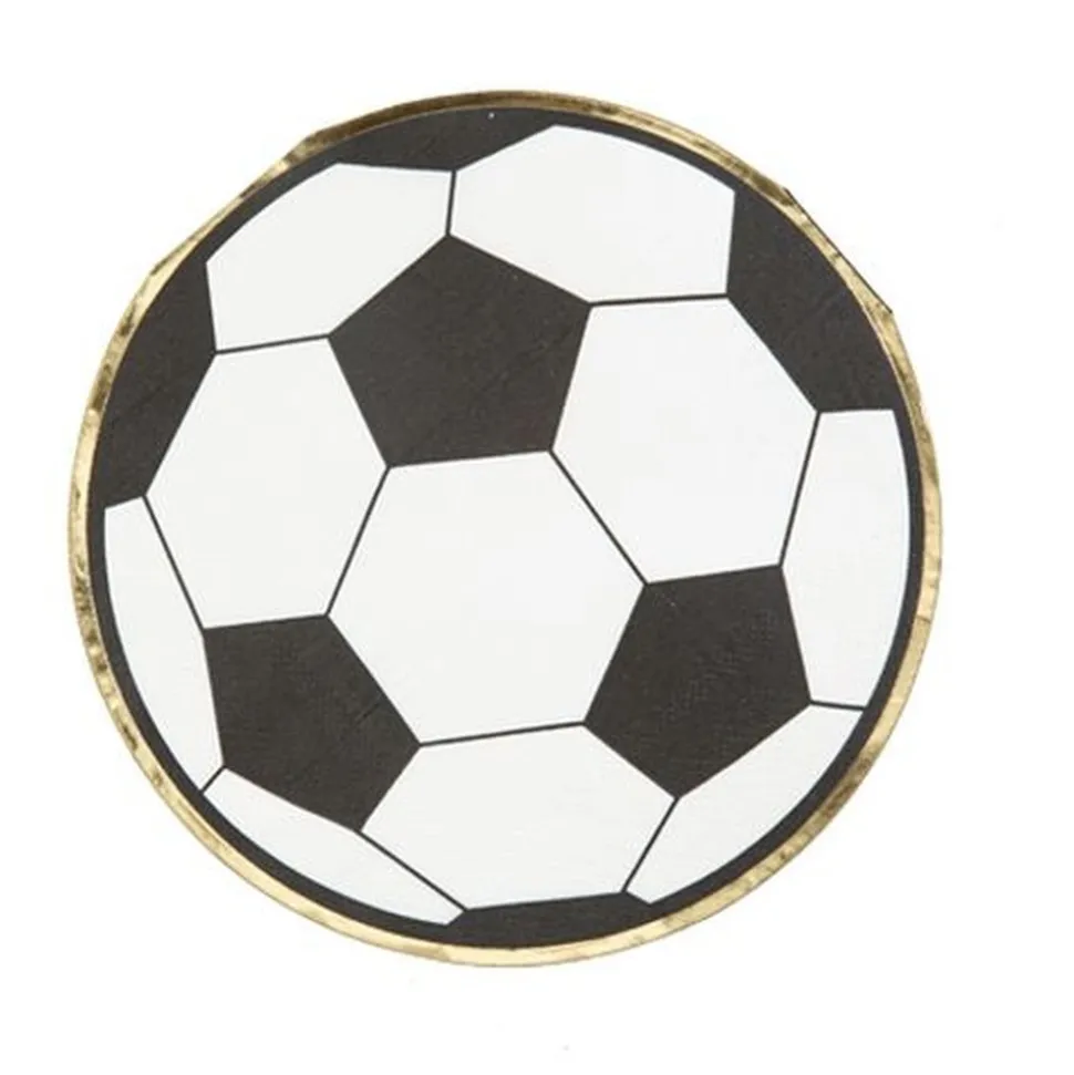 16 SERVIETTES PAPIER BALLON ROND FOOT 32CM BLANC