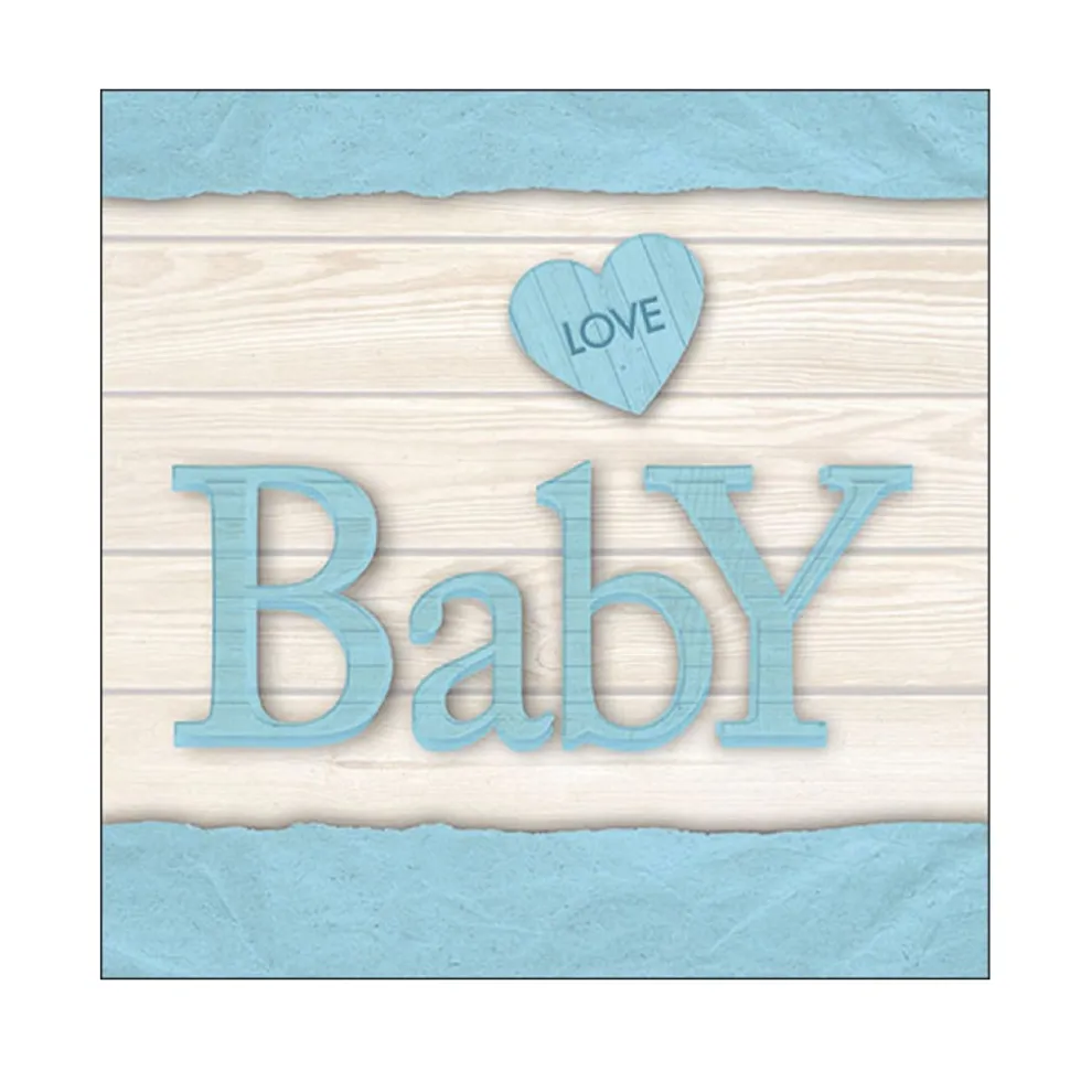 20 SERVIETTES PAPIER BÉBÉ AMOUR 33CM BLEU