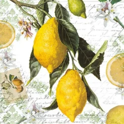 20 SERVIETTES PAPIER BRANCHE CITRON 33CM JAUNE