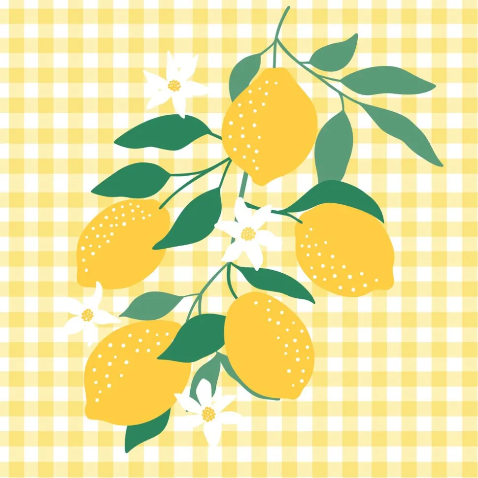 20 SERVIETTES PAPIER BRANCHE CITRONNIER VICHY 33CM