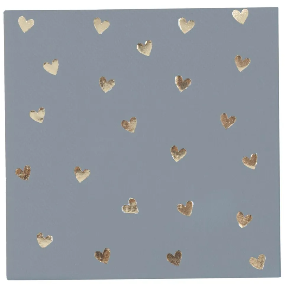 20 SERVIETTES PAPIER COCKTAIL PETIT C?'UR 24CM BLEU