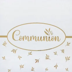 12 SERVIETTES PAPIER COMMUNION OR 33CM BLANC