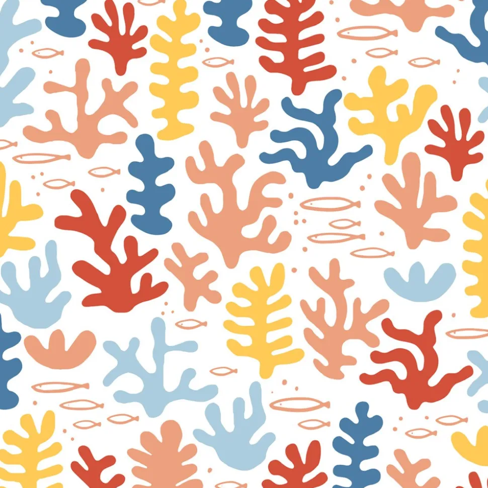 20 SERVIETTES PAPIER DÉFILÉ CORAUX COLORÉ 33CM