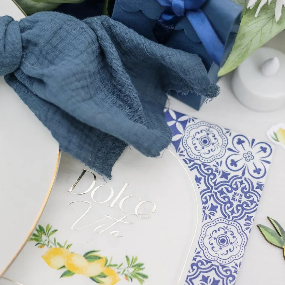 16 SERVIETTES PAPIER DOLCE VITA 33CM BLEU ROI