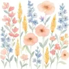20 SERVIETTES PAPIER DOUCES FLEURS AQUARELLE 33CM