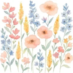20 SERVIETTES PAPIER DOUCES FLEURS AQUARELLE 33CM