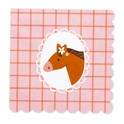 12 SERVIETTES PAPIER FESTON CHEVAL 33CM ROSE