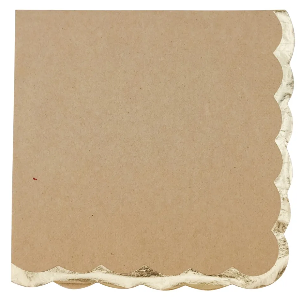 16 SERVIETTES PAPIER FESTON OR 33CM KRAFT