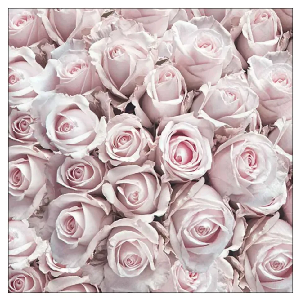 20 SERVIETTES PAPIER FLEUR PASTEL 33CM ROSE