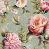 20 SERVIETTES PAPIER FLEURS PIVOINES 33CM VERT