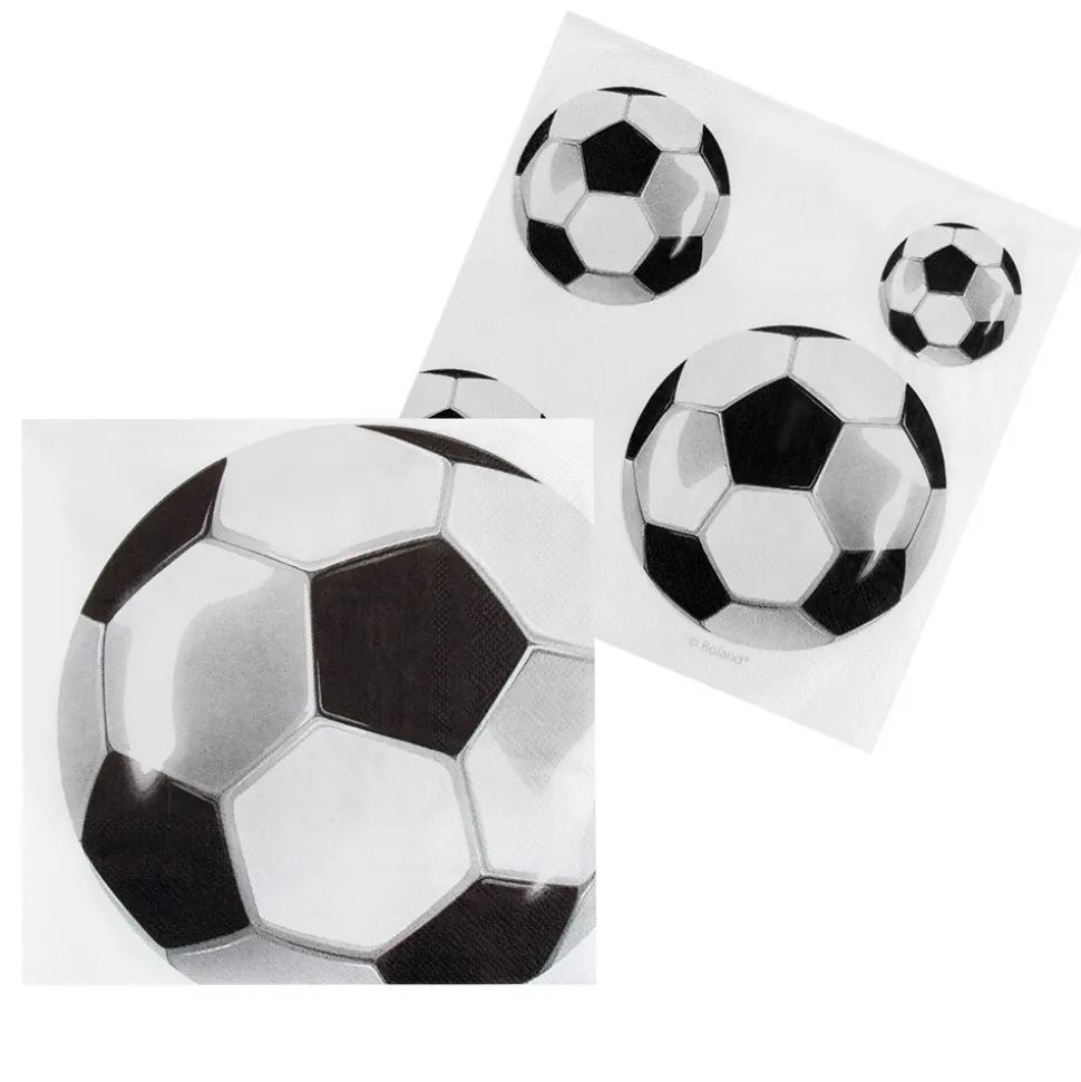 20 SERVIETTES PAPIER FOOTBALL VINTAGE 33CM BLANC