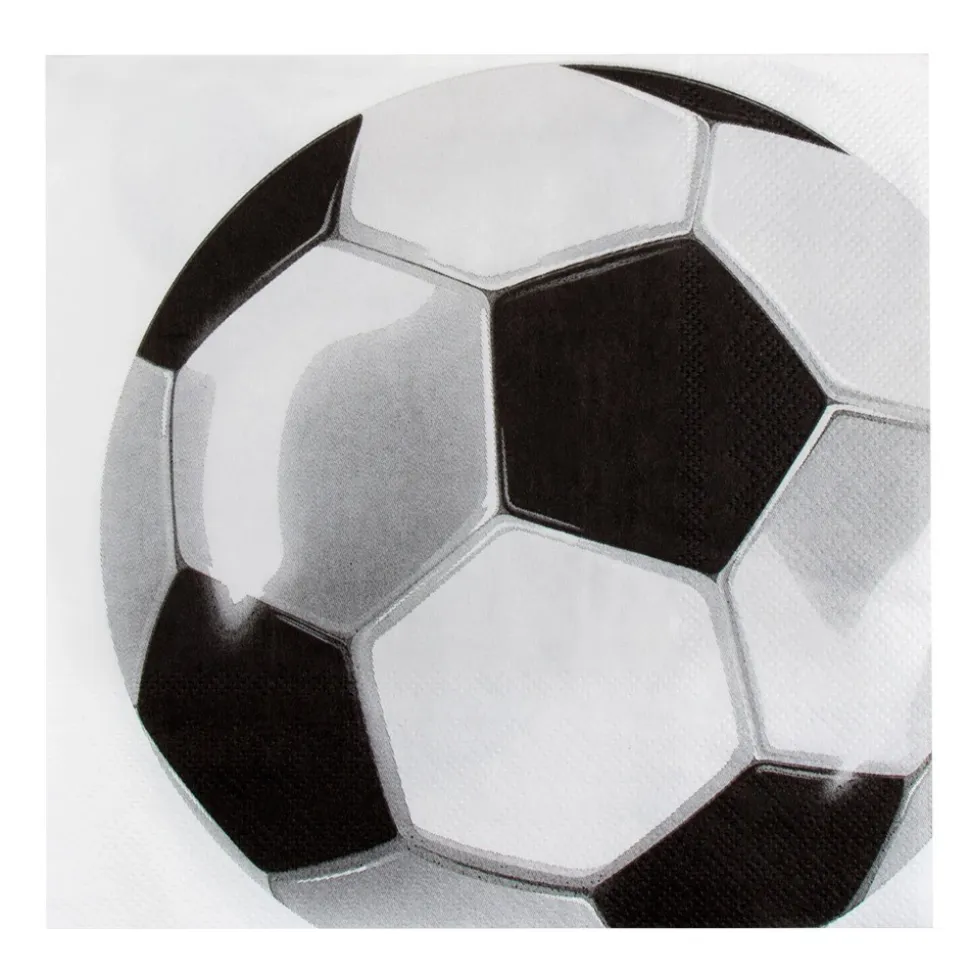 20 SERVIETTES PAPIER FOOTBALL VINTAGE 33CM BLANC