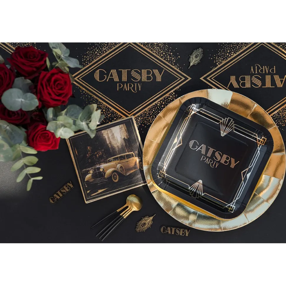 20 SERVIETTES PAPIER GATSBY ANNÉES 20 33CM NOIR