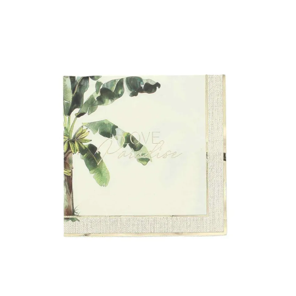 16 SERVIETTES PAPIER LOVE PARADISE 33CM CRÈME
