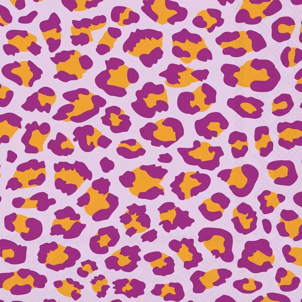 20 SERVIETTES PAPIER PEAU LÉOPARD 33CM LILAS