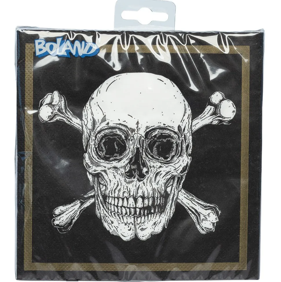 20 SERVIETTES PAPIER PIRATE CHIC 33CM NOIR
