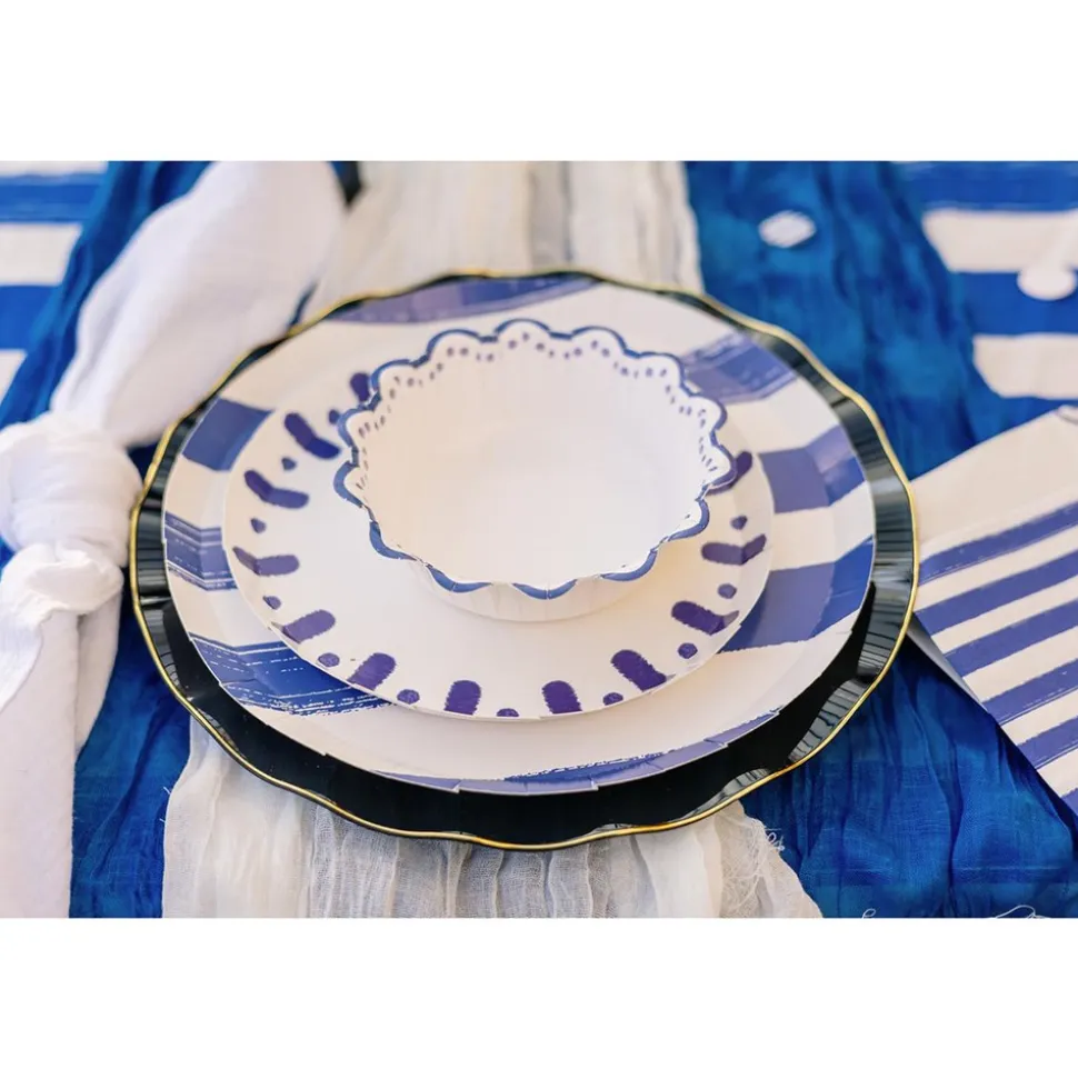 10 SERVIETTES PAPIER RAYÉ DOLCE VITA 33CM BLEU