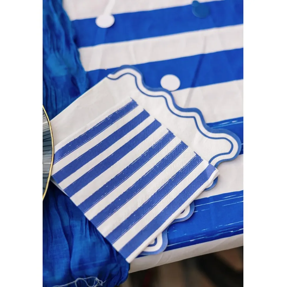 10 SERVIETTES PAPIER RAYÉ DOLCE VITA 33CM BLEU