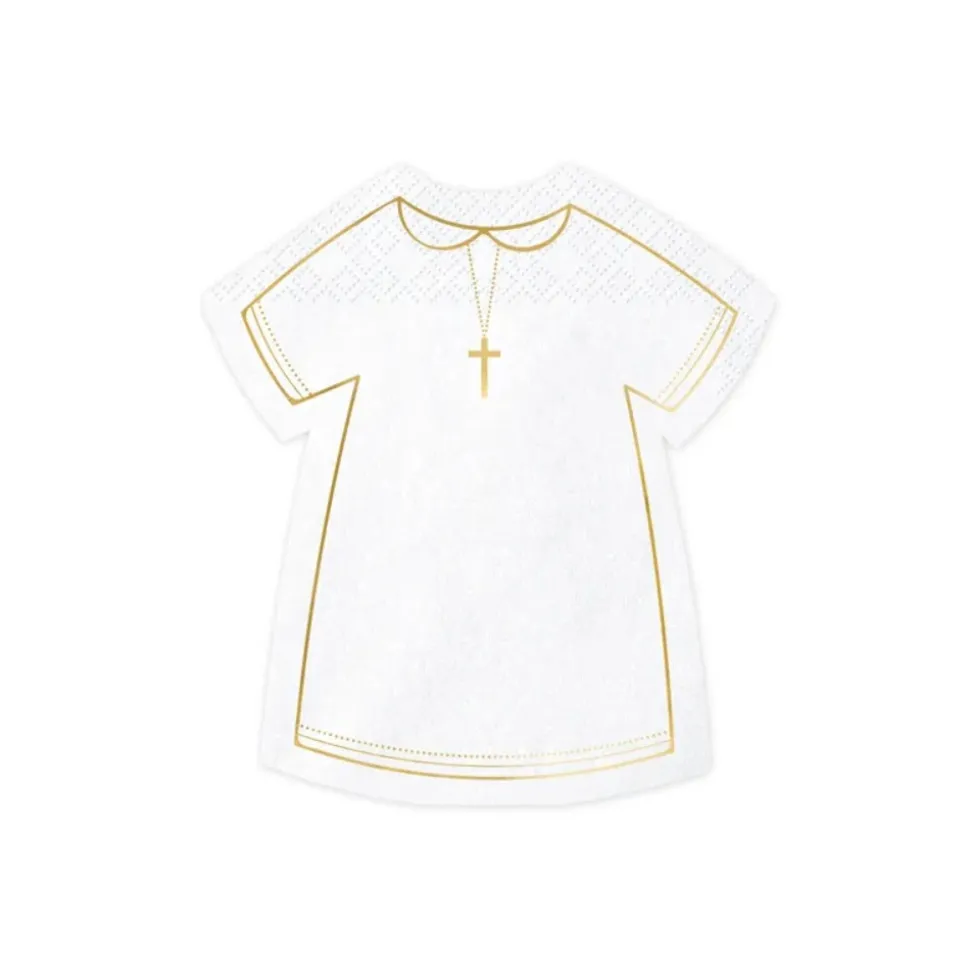20 SERVIETTES PAPIER ROBE COMMUNION 14X16CM BLANC