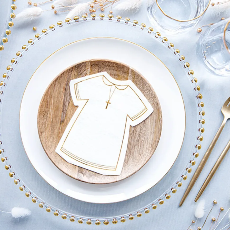 20 SERVIETTES PAPIER ROBE COMMUNION 14X16CM BLANC