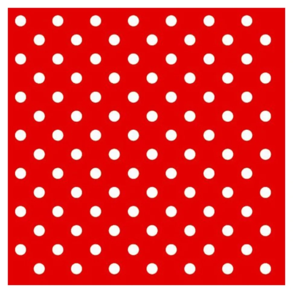 20 SERVIETTES POIS BLANCS 33CM ROUGE