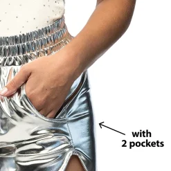 SHORT STRETCH ARGENT MÉTAL FEMME