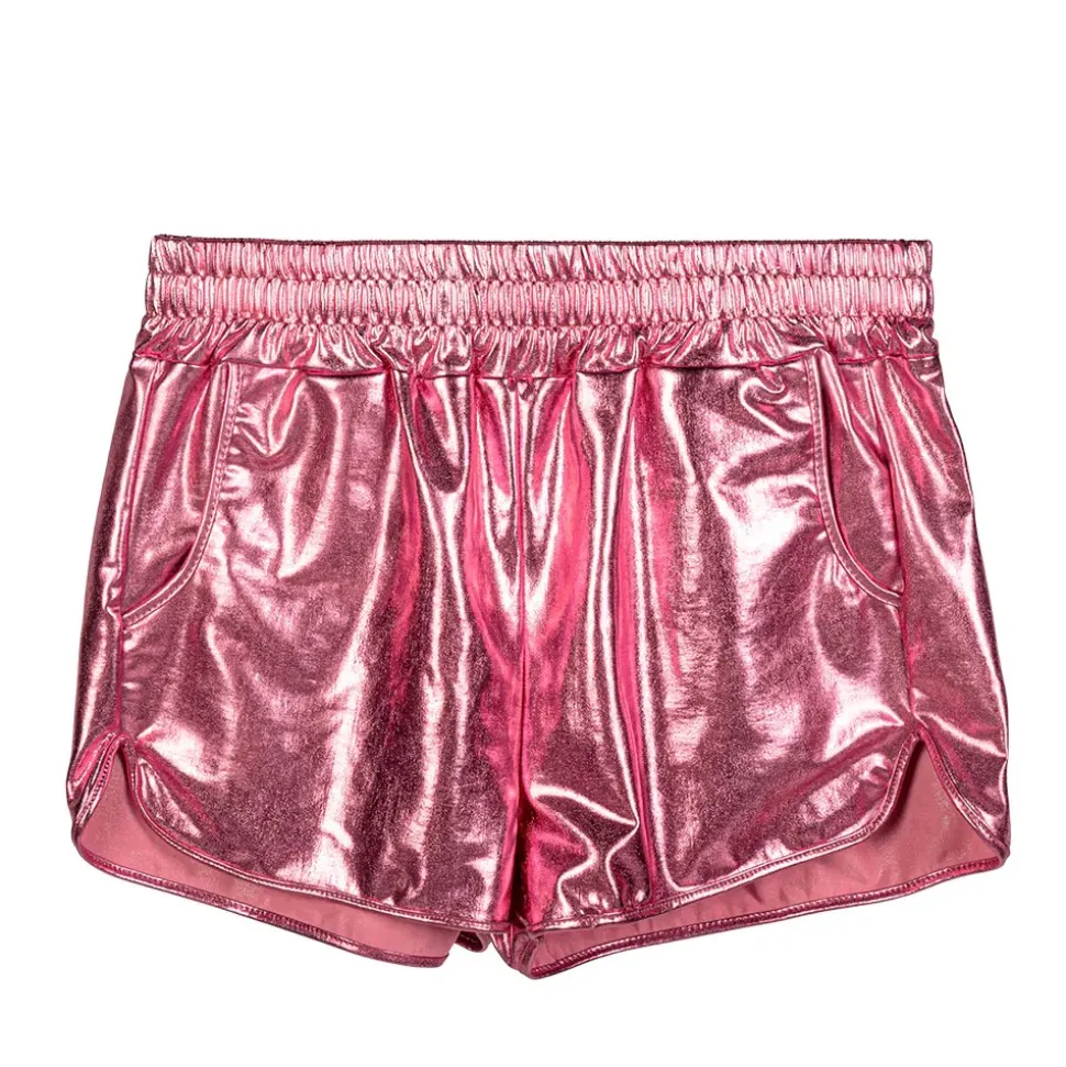 SHORT STRETCH ROSE CLAIR MÉTAL FEMME