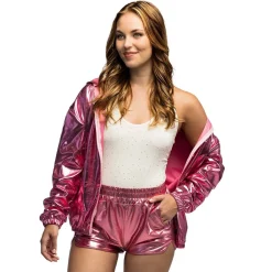 SHORT STRETCH ROSE CLAIR MÉTAL FEMME