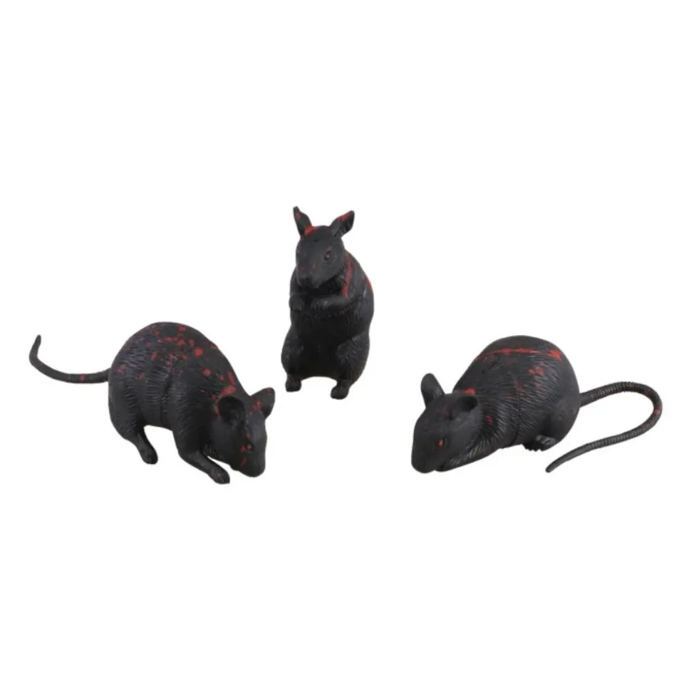 SOURIS DÉCORATIVE PLASTIQUE SANG 12X3.5X8CM NOIR