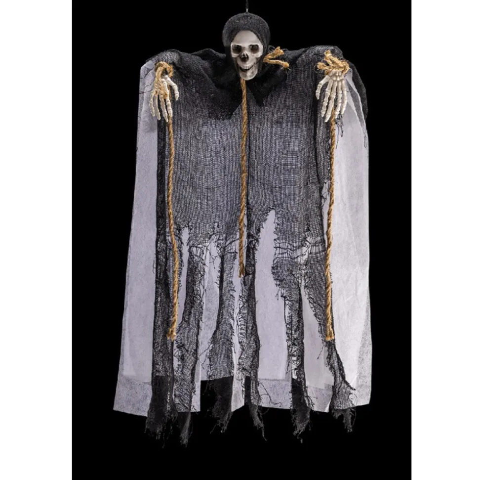 SQUELETTE CORDES SUSPENSION DÉCORATIF 70CM GRIS