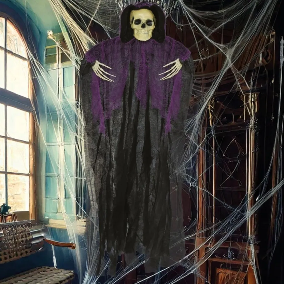 SQUELETTE SUSPENSION DÉCO 90CM NOIR VIOLET