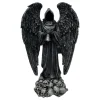 STATUE ANGE FAUCHEUR AILES RÉSINE 19X10X31CM NOIR