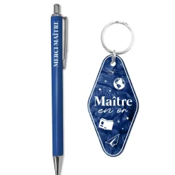 STYLO PORTE-CLEFS MOTEL PAILLETTES MAÎTRE BLEU