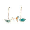 2 SUSPENSIONS MOUETTE PÉLICAN BOIS PLAT 7X5CM BLEU