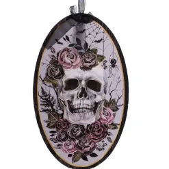 SUSPENSION TABLEAU BOIS SQUELETTE LADY 35CM GRIS