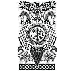 TATOUAGES ÉPHÉMÈRES ART TRIBAL VIKING 14X30CM