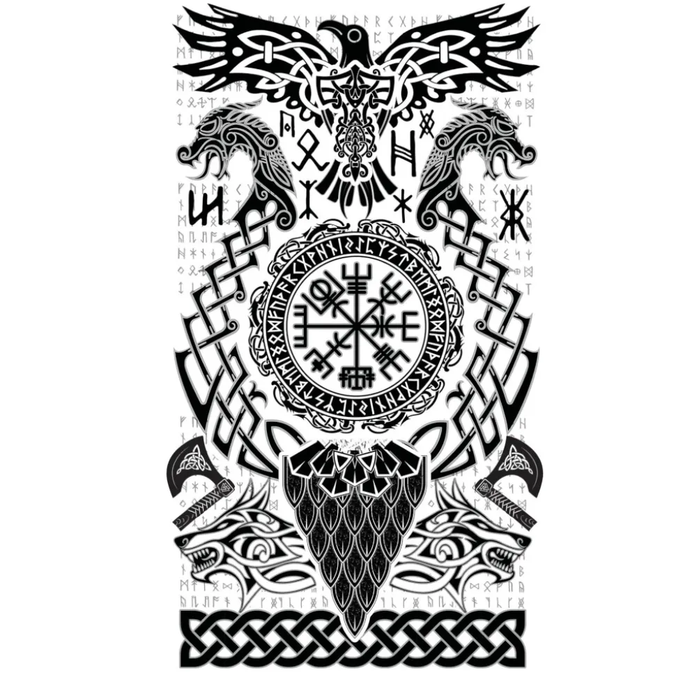 TATOUAGES ÉPHÉMÈRES ART TRIBAL VIKING 14X30CM