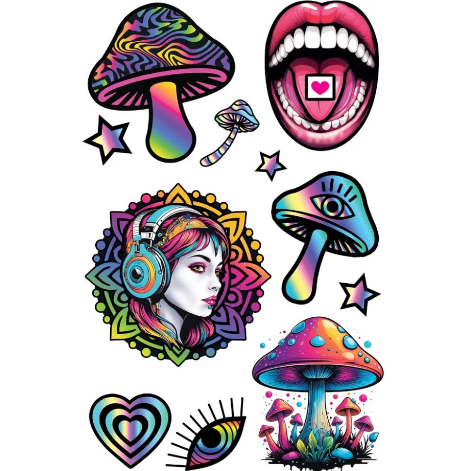 TATOUAGES ÉPHÉMÈRES CHAMPIGNONS PSYCHÉDÉLIQUES
