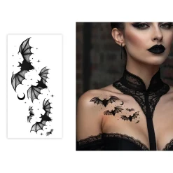 TATOUAGES ÉPHÉMÈRES CHAUVE-SOURIS 9X14CM NOIR