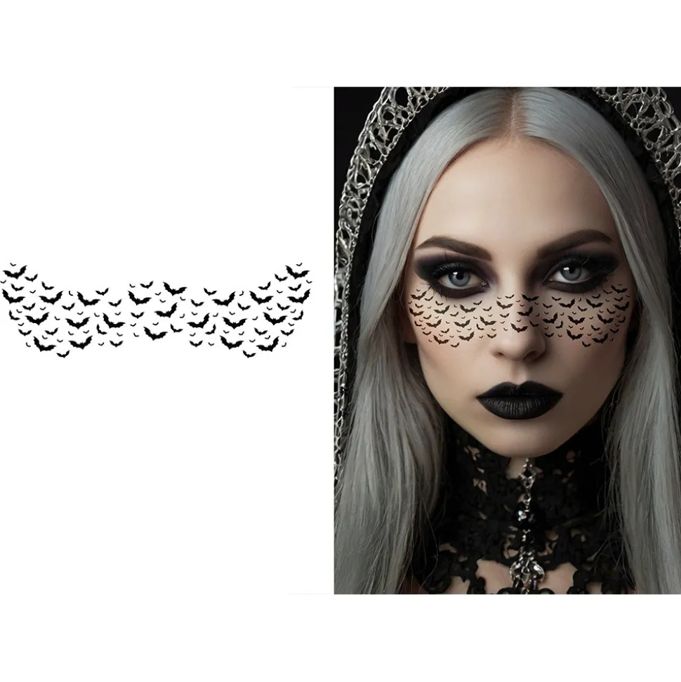 TATOUAGES ÉPHÉMÈRES CHAUVE-SOURIS 16X5CM NOIR