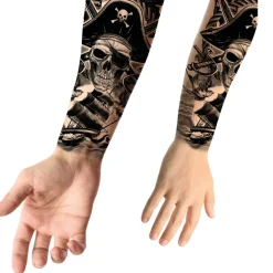 TATOUAGES ÉPHÉMÈRES CRÂNE PIRATE REBELLION 14X30CM