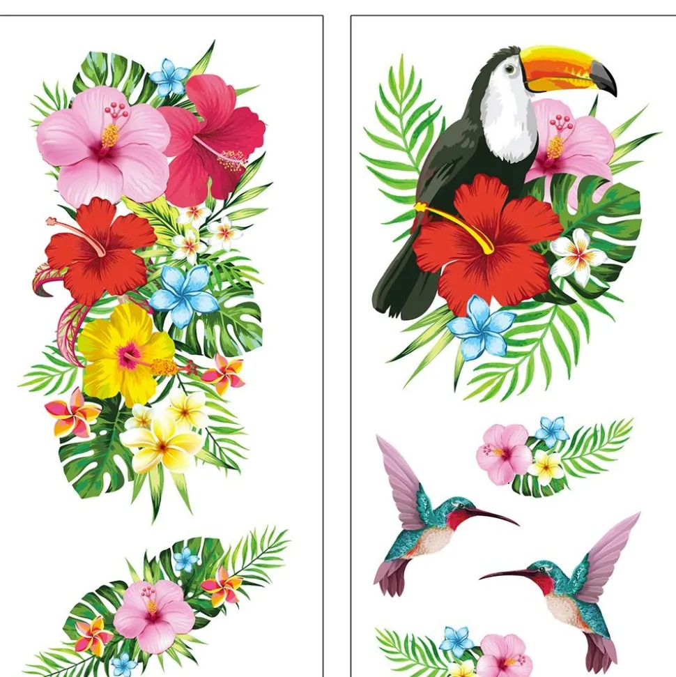 TATOUAGES ÉPHÉMÈRES EXOTIQUE FAUNE FLORE COLORÉ