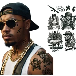 TATOUAGES ÉPHÉMÈRES GANSTA RAP THUG LIFE ADULTE